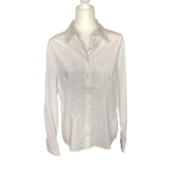 St John Sport by Marie Gray White Button Down Top - Picture 7 of 8